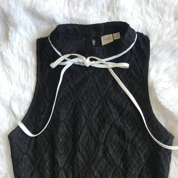 TWIK Simons Little Black Dress Lace Detail Collar - Picture 3 of 5